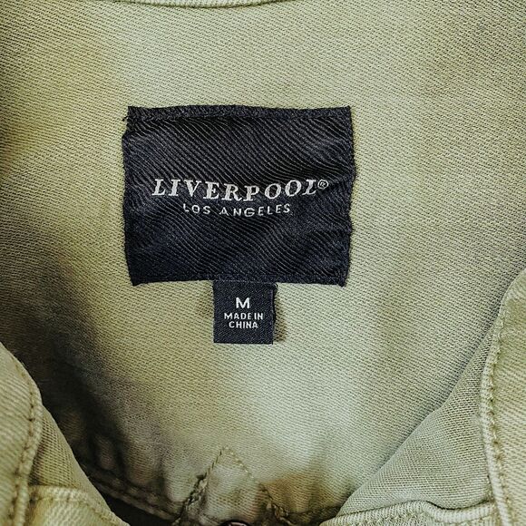 Liverpool Los Angeles Temma Denim Jean Jacket Pockets Olive Green Women’s Size M - Picture 3 of 8